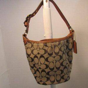 Coach Bleeker Tan Canvas Small Bucket Purse